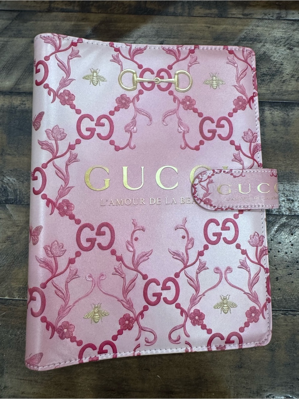 Luxury Inspired Pink Floral Size A5 Binder with Gold Accents